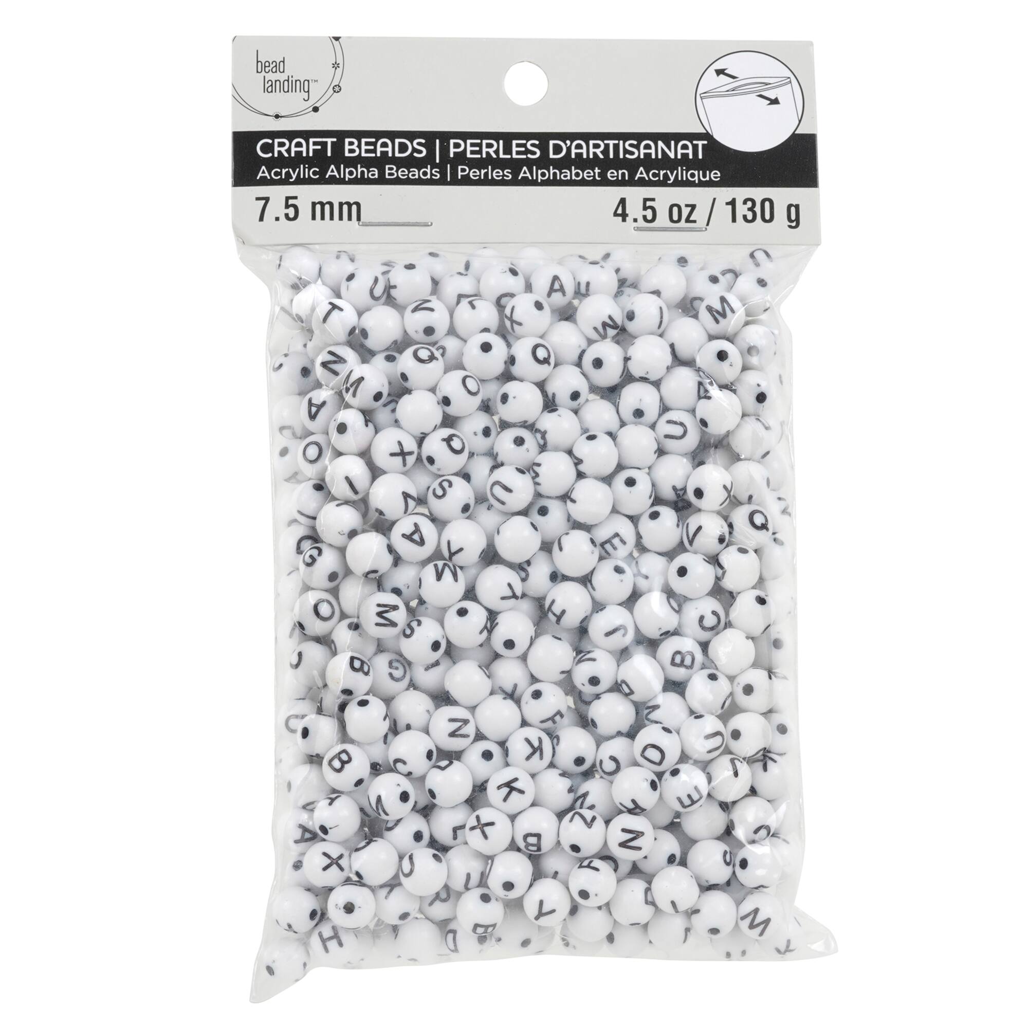 Alphabet Acrylic Round Craft Beads by Bead Landing™, 7.5mm